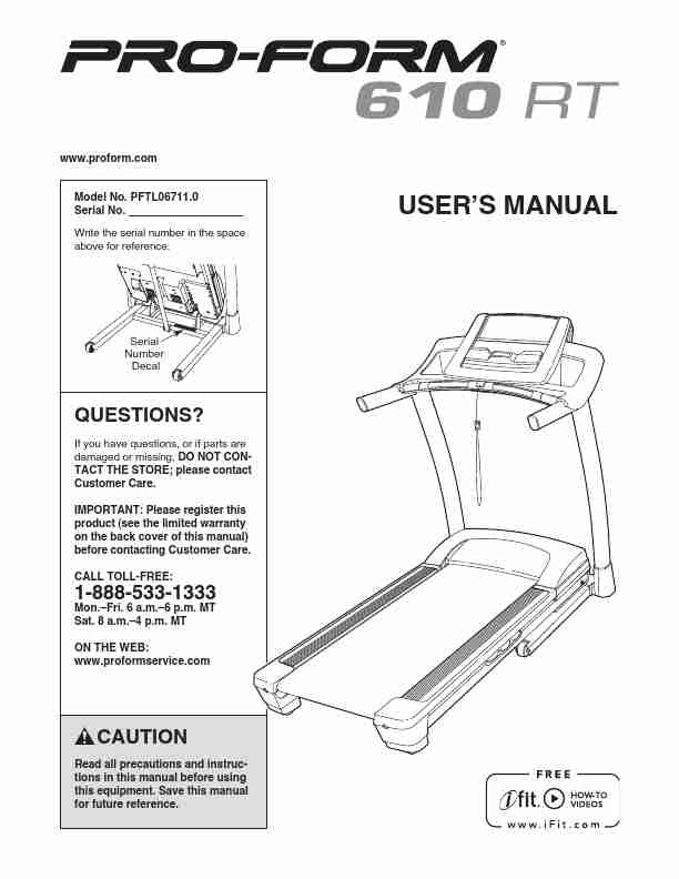 ProForm Treadmill Pro-Form 610 RT-page_pdf